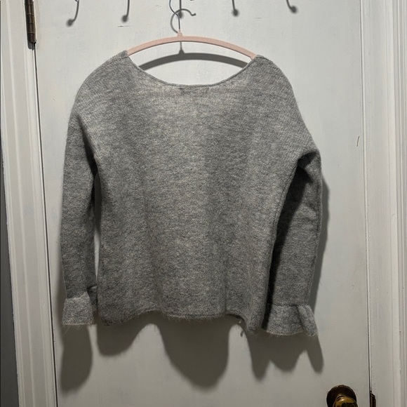 SEZANE fride mohair blend v neck sweater ruffle sleeves - Picture 6 of 7